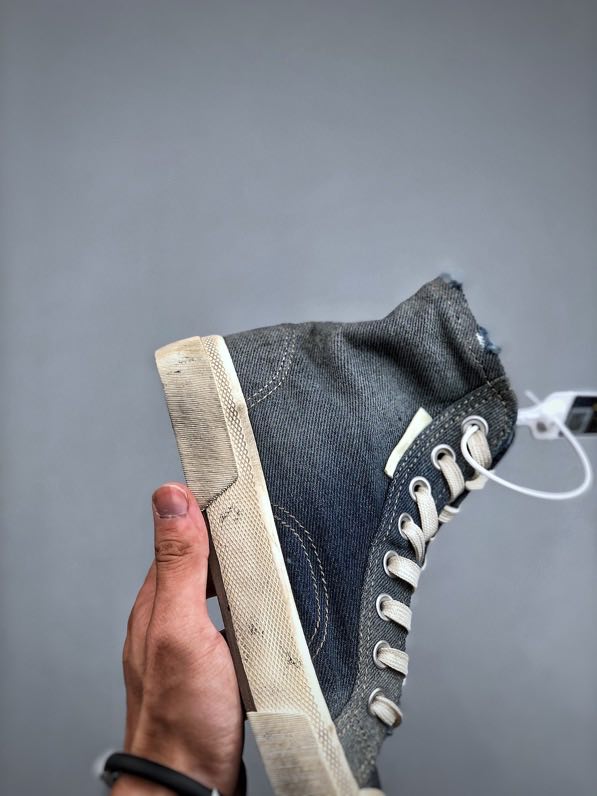 Shoes denim Paris High Top Sneaker in blue destroyed denim and rubber фото 6