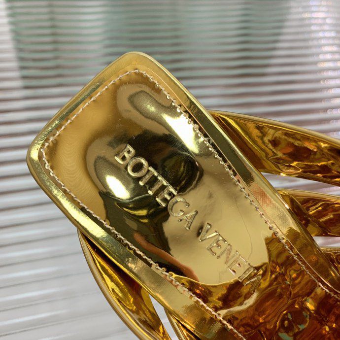 Босоножки на высоком каблуке (10 см) золотые фото 9