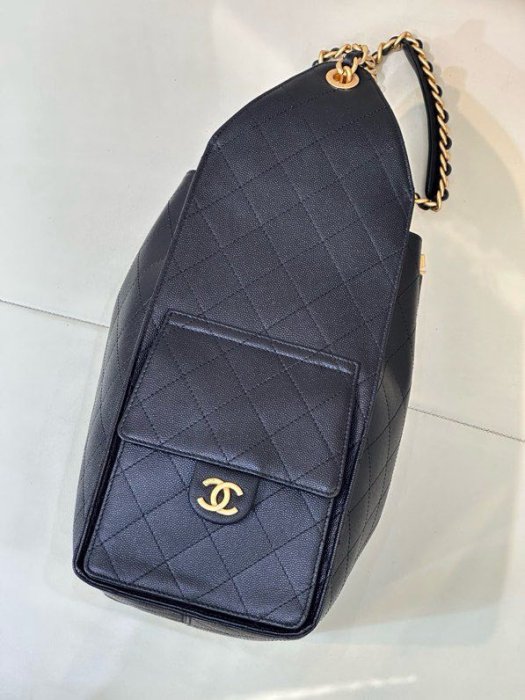 Сумка кожаная черная Chanel 25C 40 см фото 4