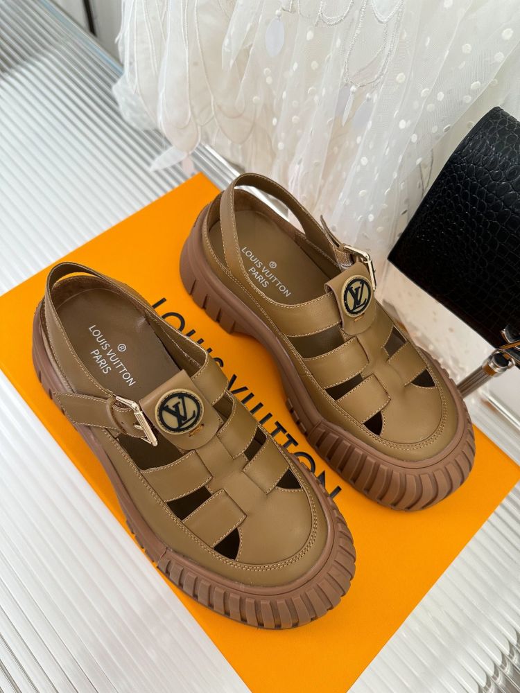 Sandals on platform 5 cm brown фото 3