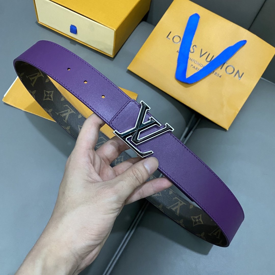 Male leather belt 40 mm purple фото 5