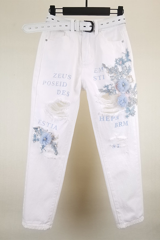 Jeans women's, white, from flower print фото 5