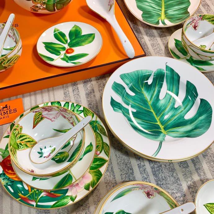 Большой набор посуды из костяного фарфора, 36 предметов, серия Tropical Rainforest фото 2