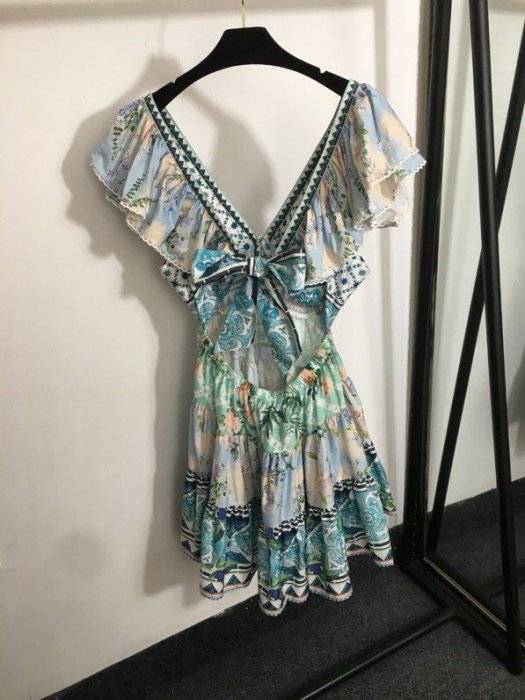 Платье с принтом листьев лотоса фото 5