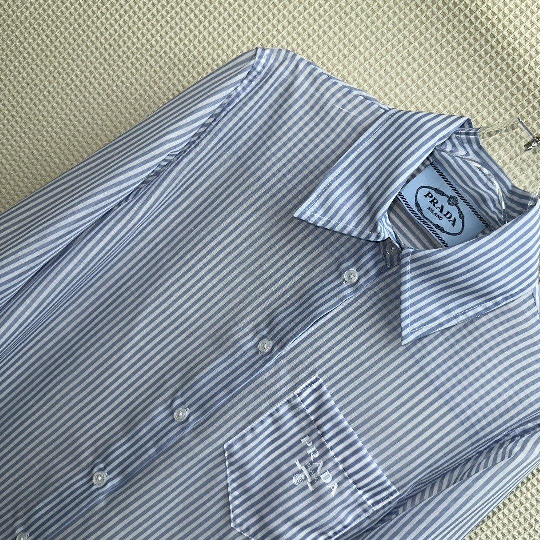 Striped blue shirt of Organza фото 4