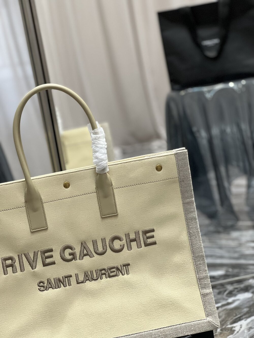 Льняная сумка Rive Gauche Tote Bag 48 см фото 3