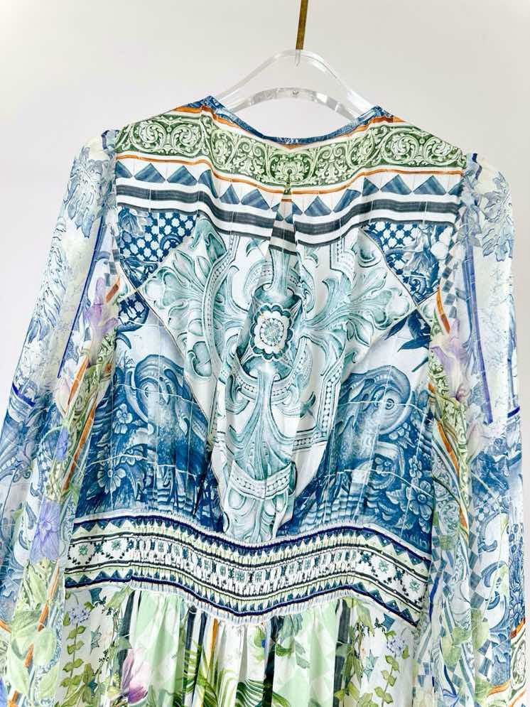 Длинное шелковое платье CAMILLA с V-образным вырезом фото 5