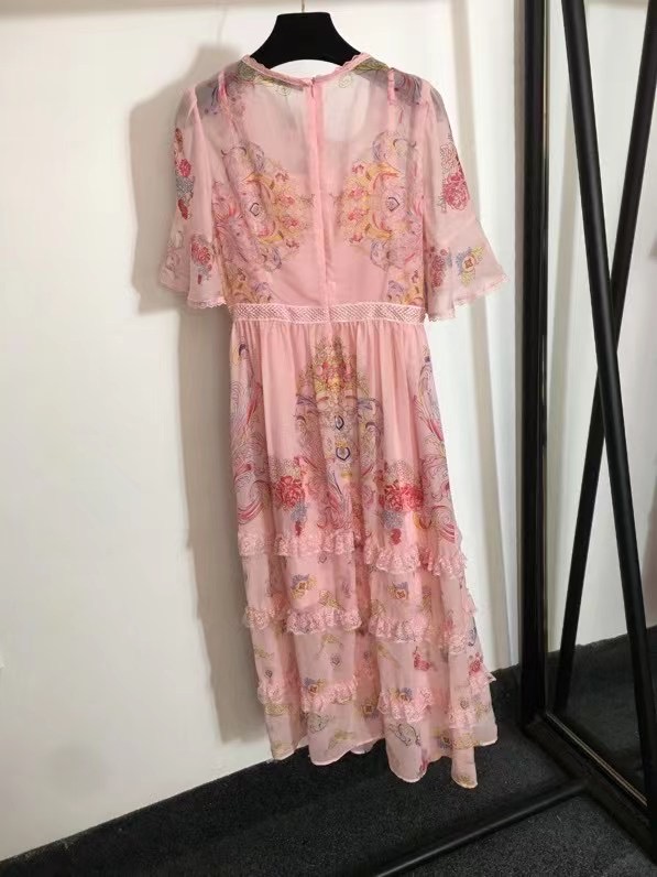 Платье с короткими рукавами, розовое фото 4