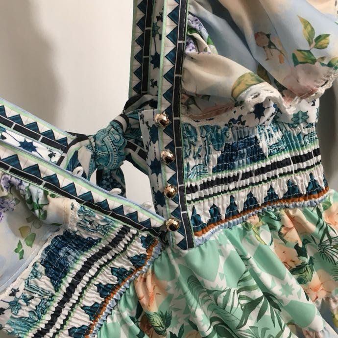 Платье с принтом листьев лотоса фото 7