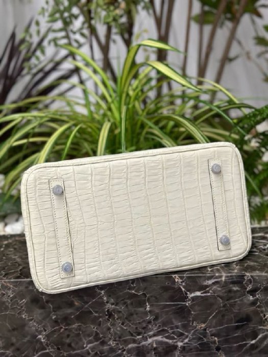 Сумка Birkin 30 in Silver из кожи крокодила фото 6