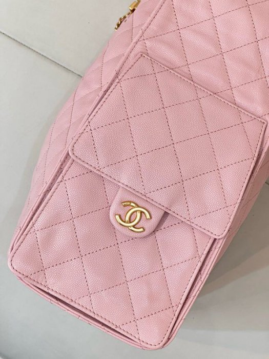 Сумка кожаная розовая Chanel 25C 40 см фото 5