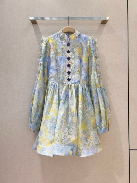 Mini dress of silk linen cloth