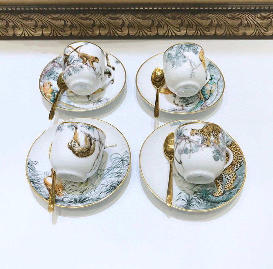 Coffee set on 4 person of bone porcelain Equatorial Jungle Series фото 7