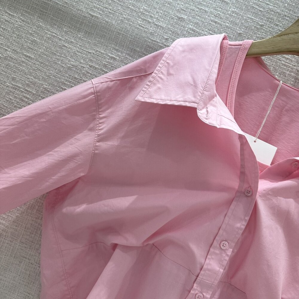 Комплект рубашка с майкой розовый фото 3