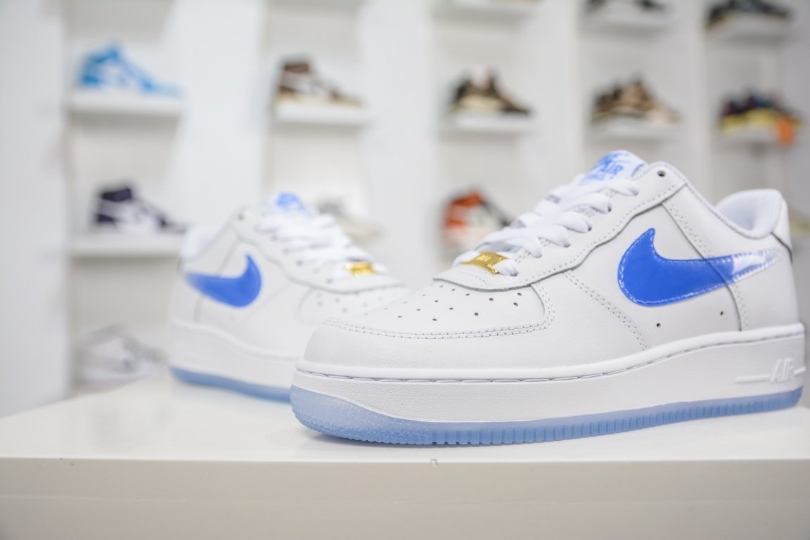 Кросівки Air Force 1 07 Low White Blue Metallic Gold CO3363-361 фото 4