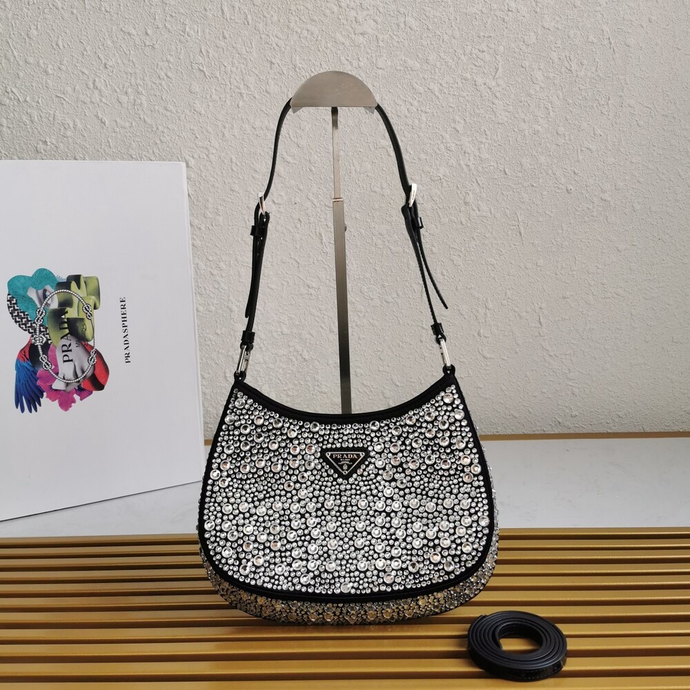 A bag Cleo satin bag with crystals 1BC169 22 cm