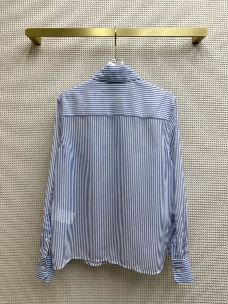 Полосатая голубая рубашка из органзы фото 8