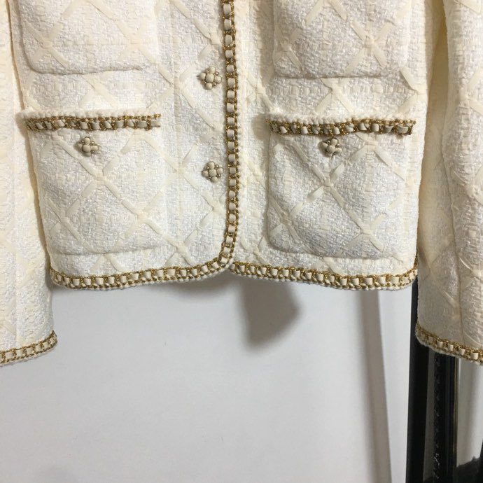 Твидовый пиджак белый фото 3