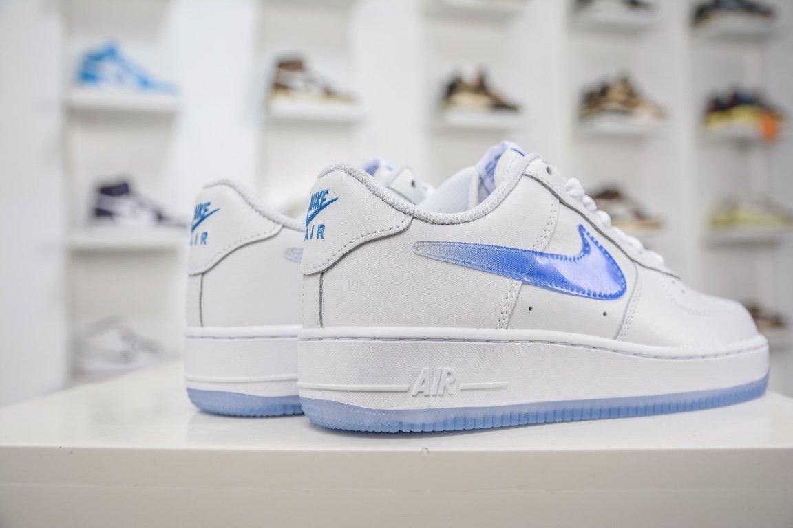 Кроссовки Air Force 1 07 Low White Blue Metallic Gold CO3363-361 фото 6