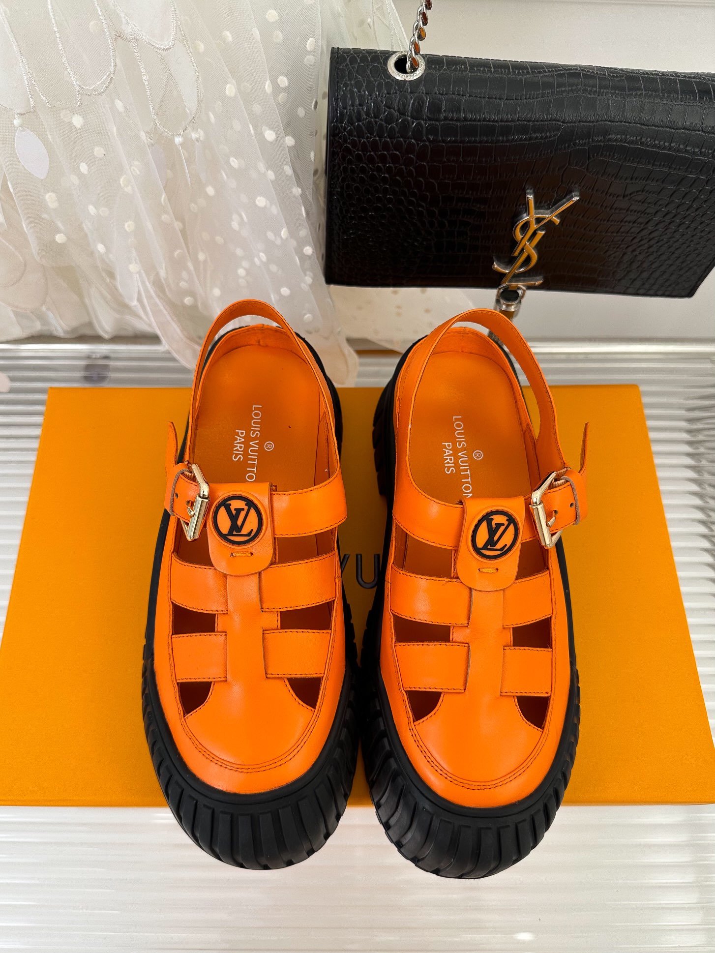 Sandals on platform 5 cm orange фото 2