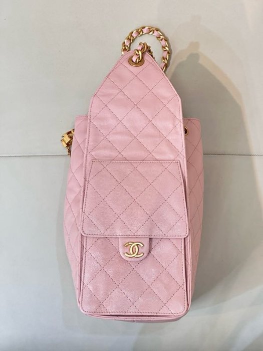 Сумка кожаная розовая Chanel 25C 40 см фото 3