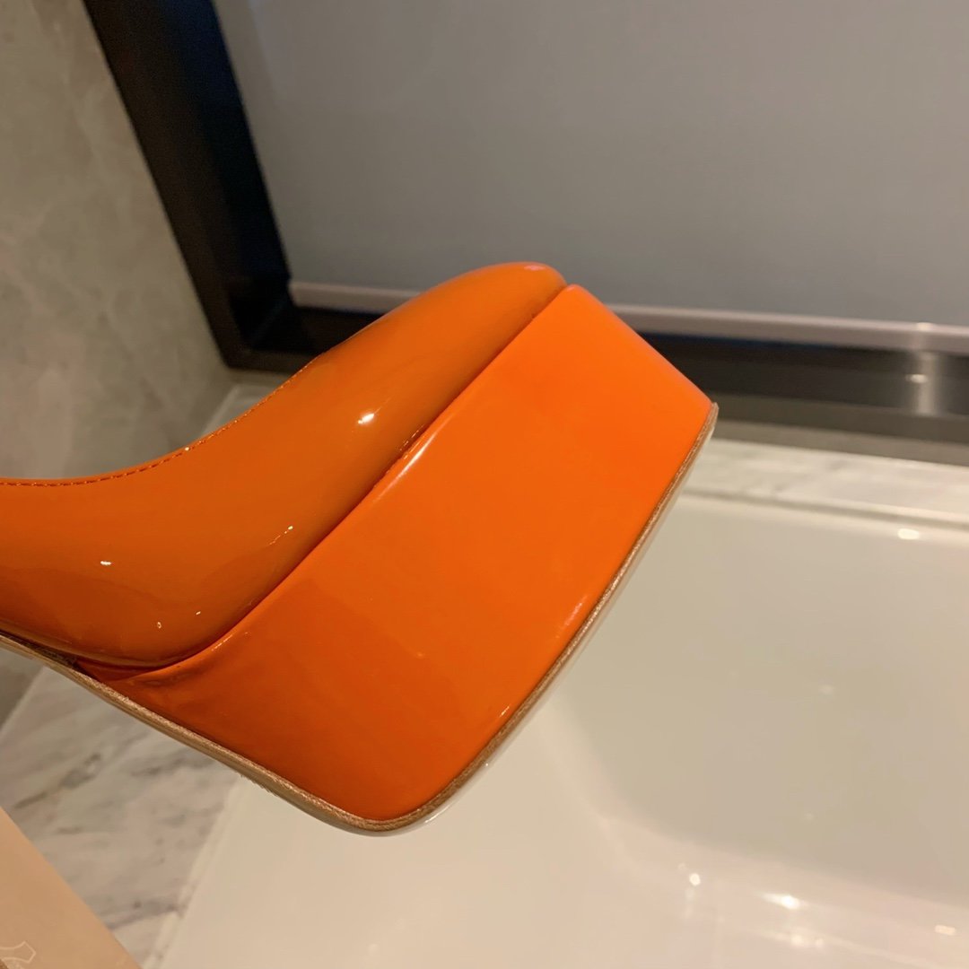 Shoes on platform and high heel orange фото 7