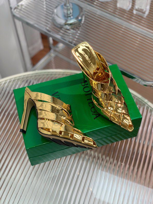 Sandals on high heel (10 cm) gold фото 2