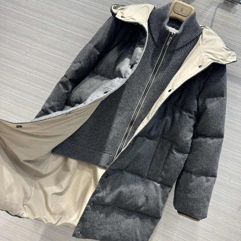 A long Down jacket from woolen lining фото 5
