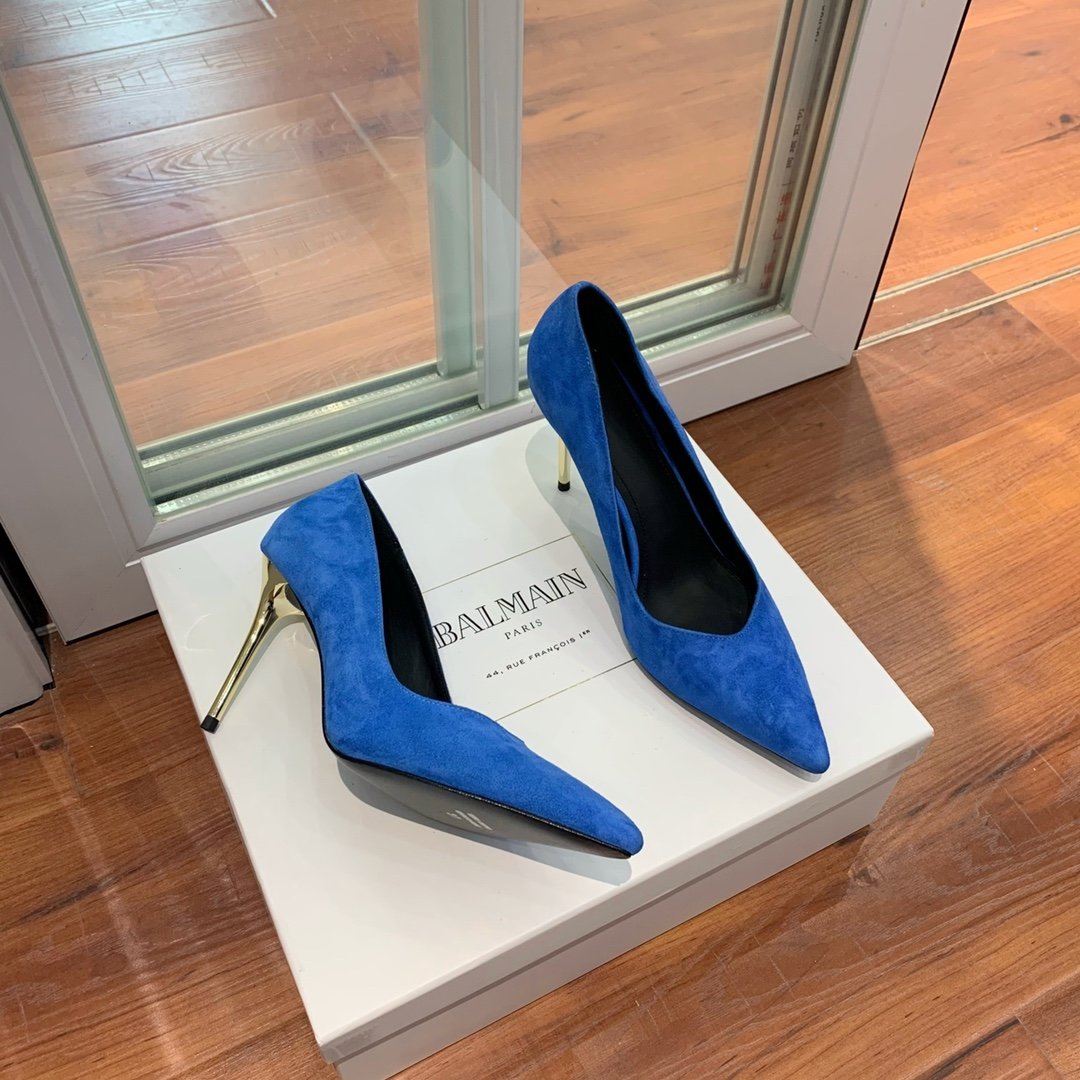 Туфли женские на высоком каблуке синие фото 2