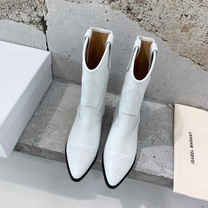 Leather white women's boots