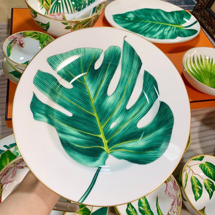 Большой набор посуды из костяного фарфора, 58 предметов, серия Tropical Rainforest фото 5