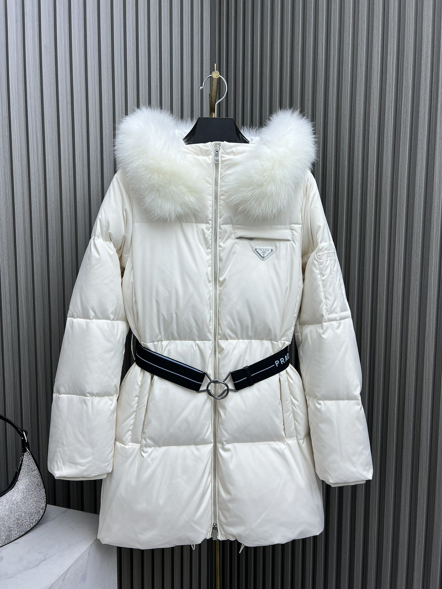 Down jacket female from fox fur