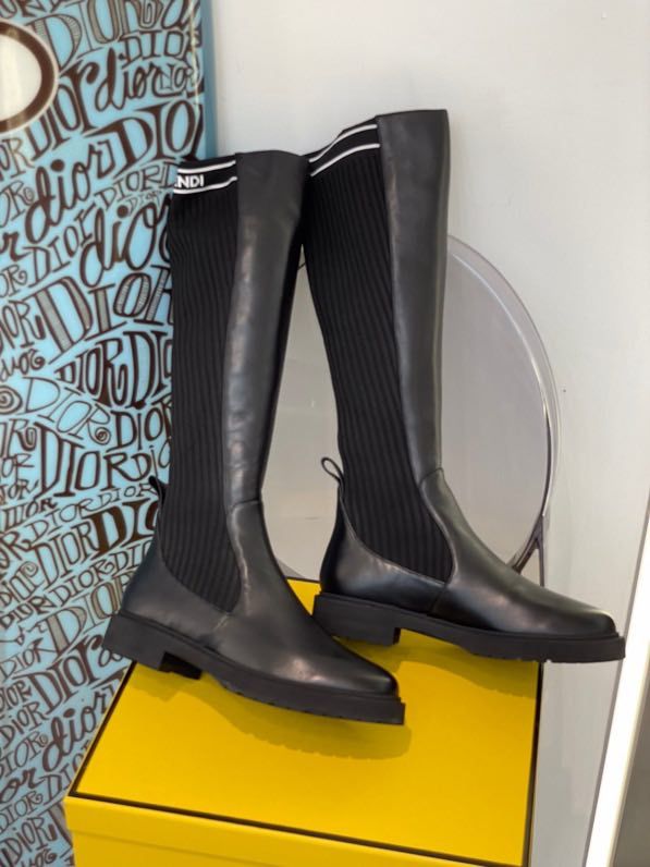 Women's boots higher knee from knitted on horseback