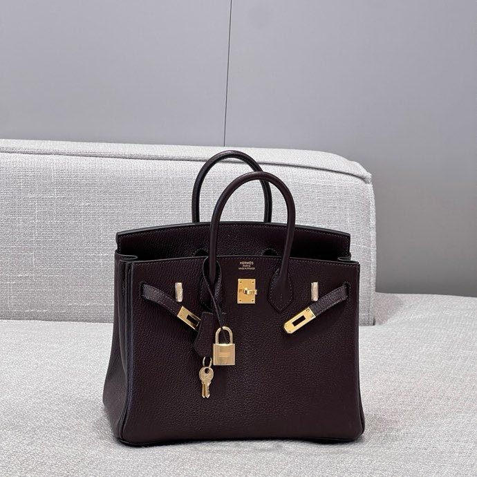 Сумка Birkin 25 Rouge Sellier из кожи Togo с золотистой фурнитурой
