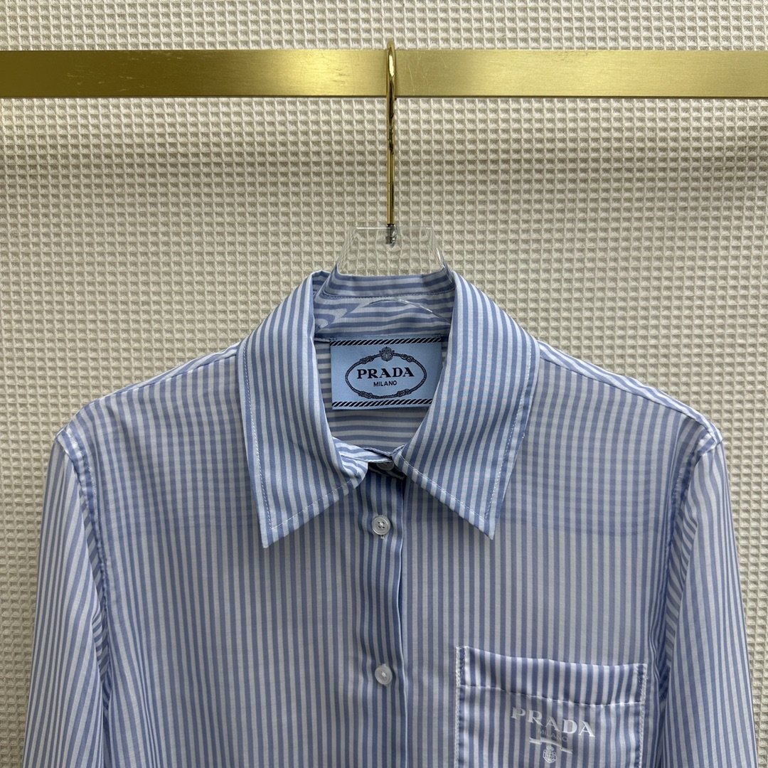 Striped blue shirt of Organza фото 2