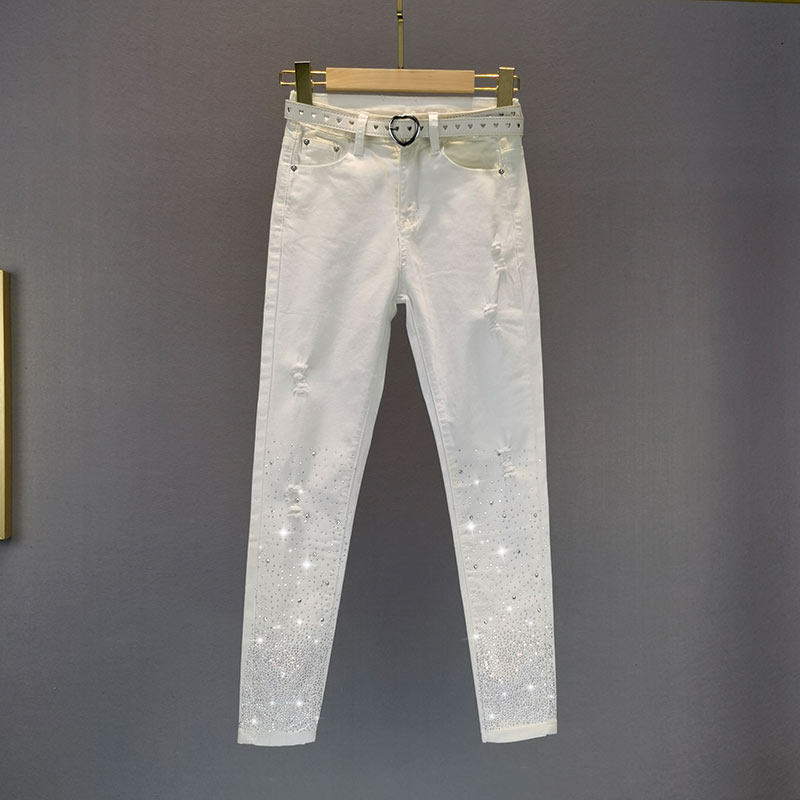 Эластичные узкие джинсы с высокой талией, весна лето