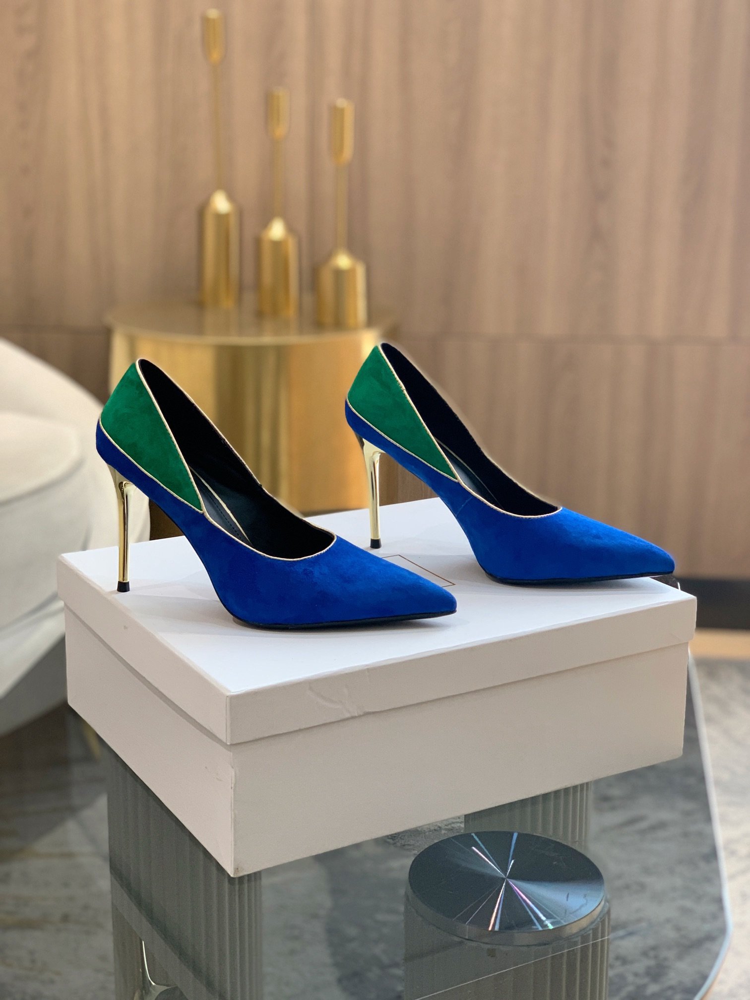 Туфли женские на высоком каблуке синие фото 5