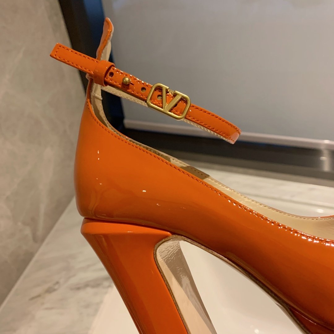 Туфли на платформе и высоком каблуке оранжевые фото 6