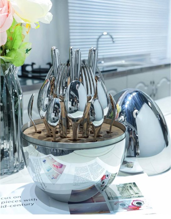 Набор столовых приборов Christofle Quinting Edition яйцо в серебре