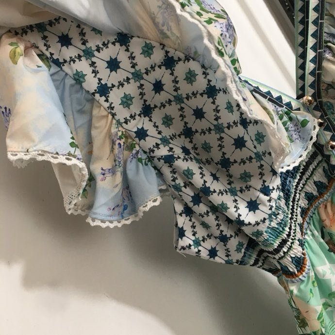 Платье с принтом листьев лотоса фото 6