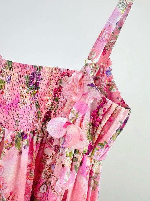 Silk mini dress combination CAMILLA from print фото 4