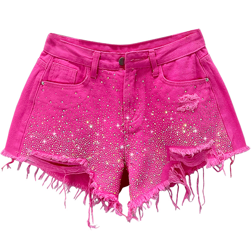 Torn denim shorts women's pink, Spring summer фото 5