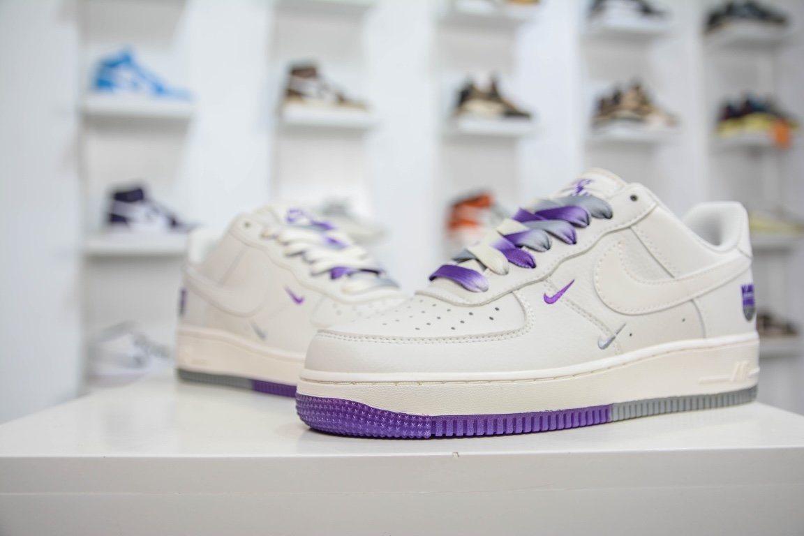 Кросівки AIR FORCE 1 LOW 07 BEIGE/BEIGE/PURPLE NK6928-205 фото 4