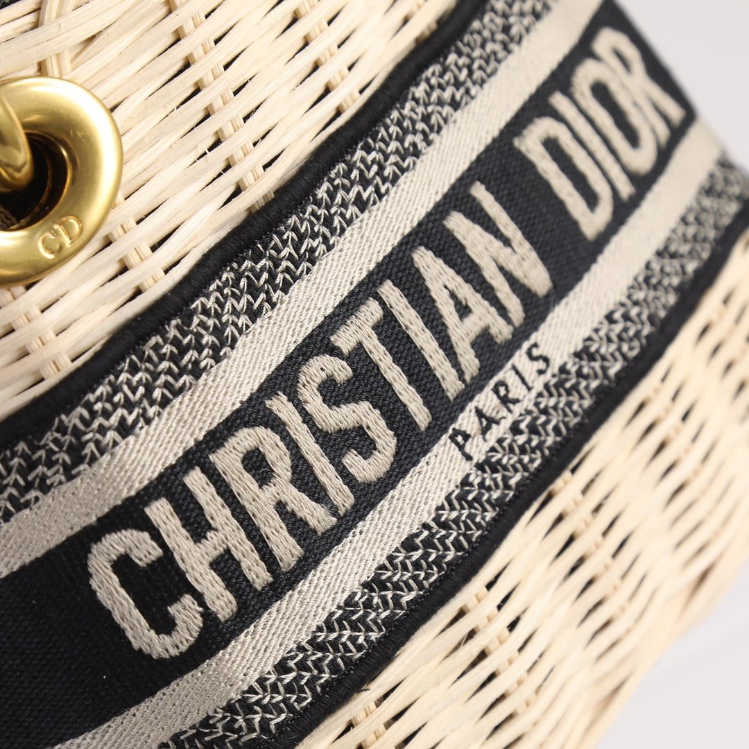 Сумка mini Lady Dior Bag Natural Wicker Oblique 20 см фото 5