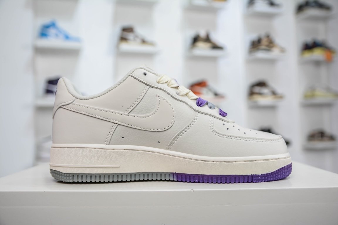 Кросівки AIR FORCE 1 LOW 07 BEIGE/BEIGE/PURPLE NK6928-205 фото 3