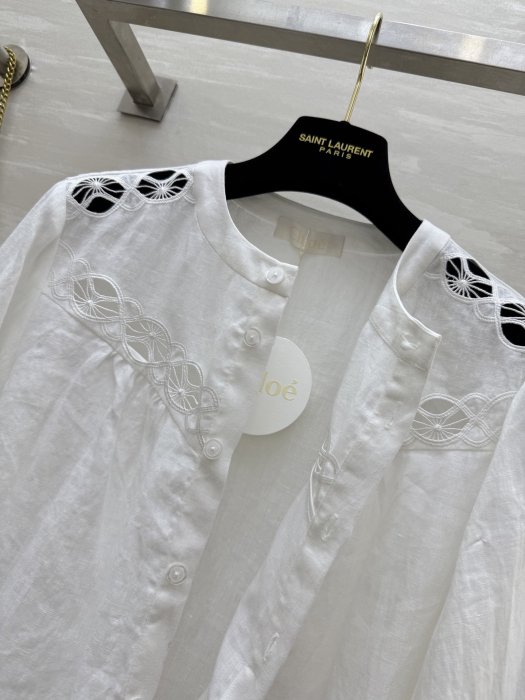 Linen blouse from shortened sleeves фото 7