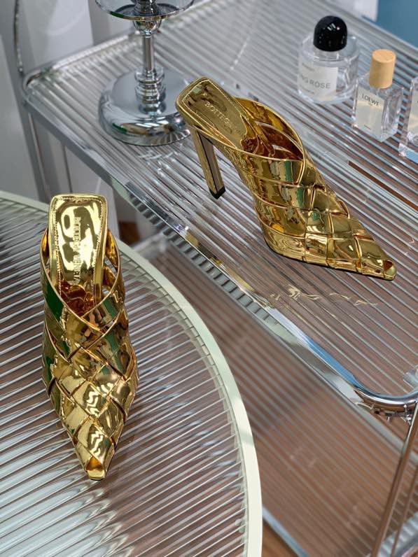 Sandals on high heel (10 cm) gold фото 6