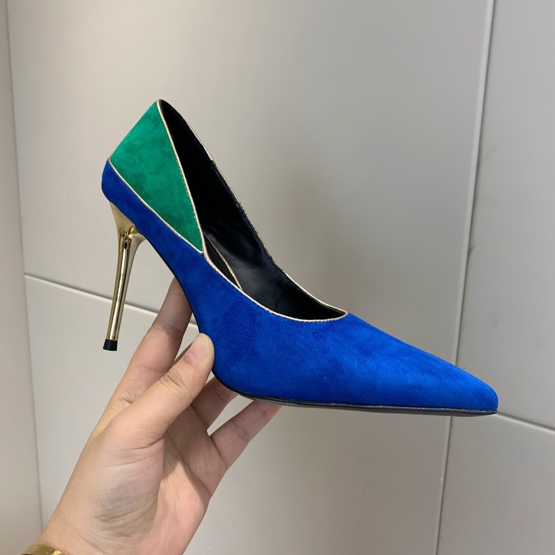 Туфли женские на высоком каблуке синие фото 7