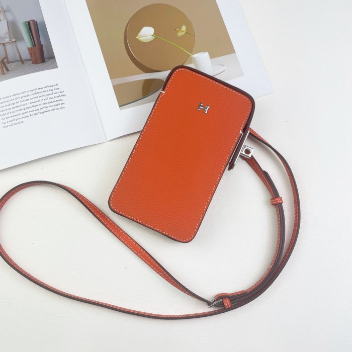 Кожаный чехол для телефона Hermes Hac a Box 17x10 см