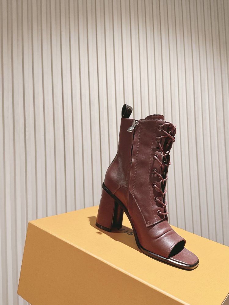 Кожаные ботильоны с открытым носком фото 9